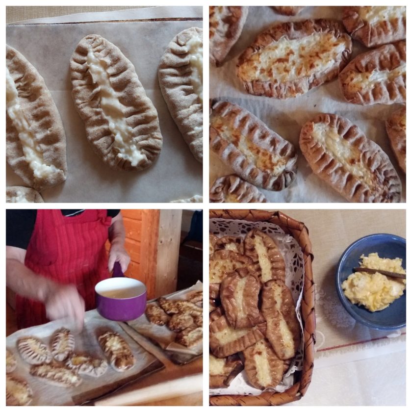 Ofenwarm werden die Piroggen mit zerlassener Butter bestrichen, so bleiben sie schön saftig.